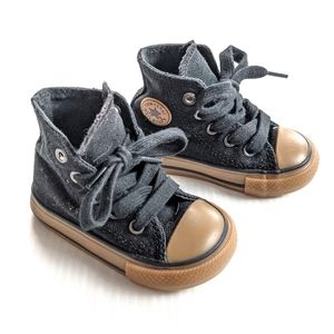 CONVERSE baby black canvas high top Chuck Taylors